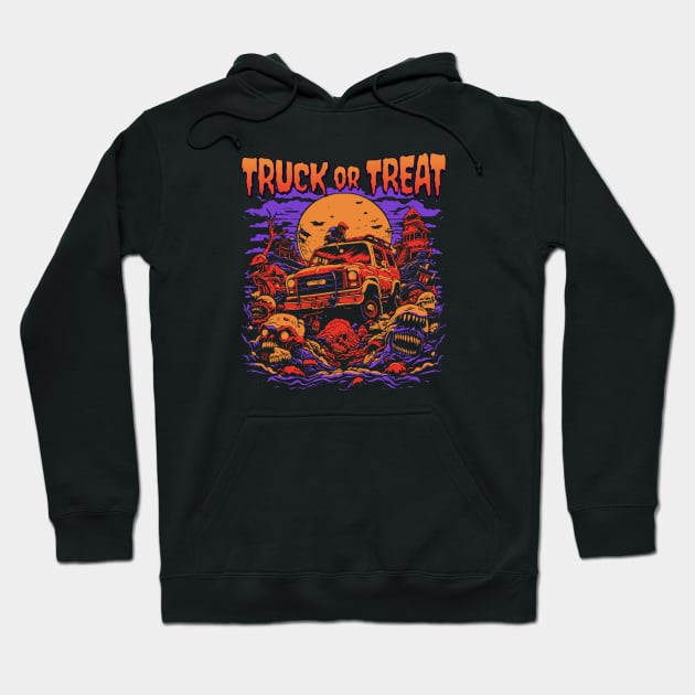 Truck or Treat Halloween Off-Roading Nightmare Hoodie by Contentarama